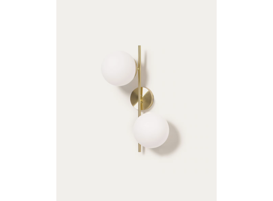 Mahala wall light in brass finish steel with 2 spheres