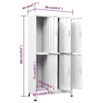 VidaXL Steel Lockable Cabinet with 6 Compartments 90x45x180 cm