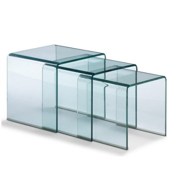 Glass items - Triptych Nest transparent tables 34x34x34-38x38x38-42x42x42