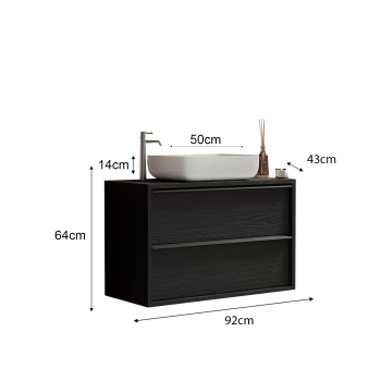 2-drawer bathroom cabinet with STEEL washbasin