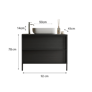 2-drawer bathroom cabinet with STEEL washbasin