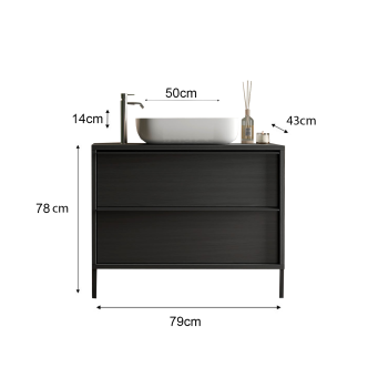 2-drawer bathroom cabinet with STEEL washbasin