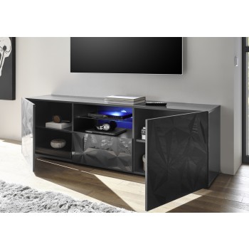 TV stand with 2 doors and 1 drawer PRISMA black colour