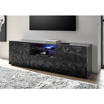 TV stand with 2 doors and 1 drawer PRISMA black colour