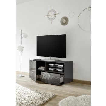 MIRO Small TV Stand 1 Door 1 Drawer 121x42x57 cm black colour