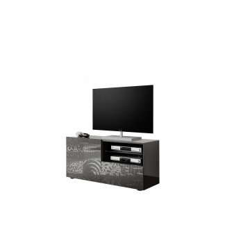 MIRO Small TV Stand 1 Door 1 Drawer 121x42x57 cm black colour