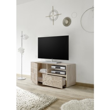 MIRO Small TV Stand 1 Door 1 Drawer 121x42x57 cm oak colour