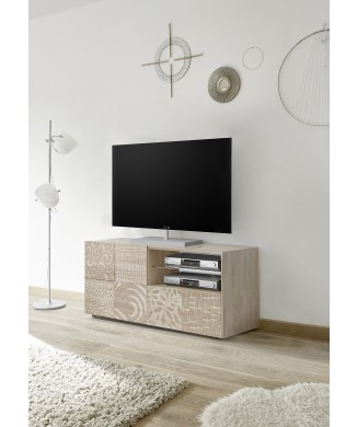 MIRO Small TV Stand 1 Door 1 Drawer 121x42x57 cm oak colour