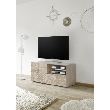 MIRO Small TV Stand 1 Door 1 Drawer 121x42x57 cm oak colour