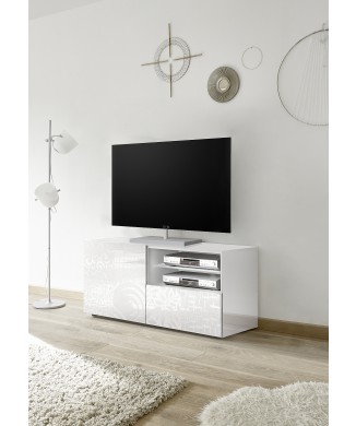 MIRO Small TV Stand 1 Door and 1 Drawer 121x42x57 cm white