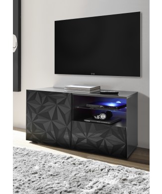 PRISMA Small TV base unit with 1 door and 1 drawer in black