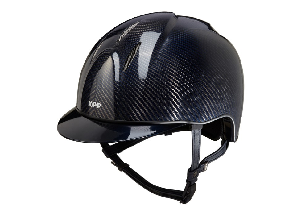 E-LIGHT CARBON HELMET BLUE AND GLOSSY BLACK / METALLIC BLUE VISOR AND STAINLESS STEEL GRILLE