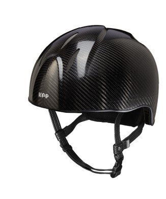 E-LIGHT CARBON HELMET GLOSSY BLACK WITHOUT VISOR / STAINLESS STEEL GRID / STANDARD STRAP