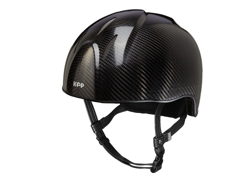 E-LIGHT CARBON HELMET GLOSSY BLACK WITHOUT VISOR / STAINLESS STEEL GRID / STANDARD STRAP