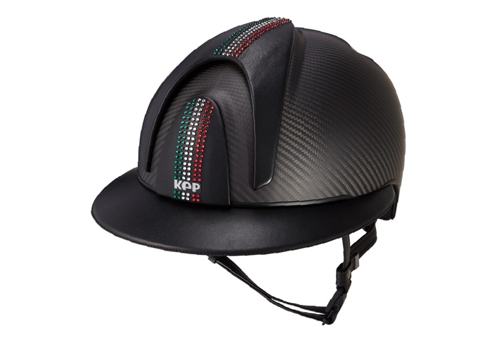 E-LIGHT CARBON HELMET MATT BLACK WITH SWAROVSKI ITALIAN FLAG