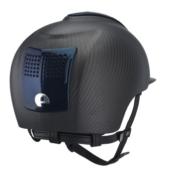 E-LIGHT CARBON HELMET MATT BLACK WITH METALLIC BLUE VISOR AND 3 METALLIC BLUE BLOCKS