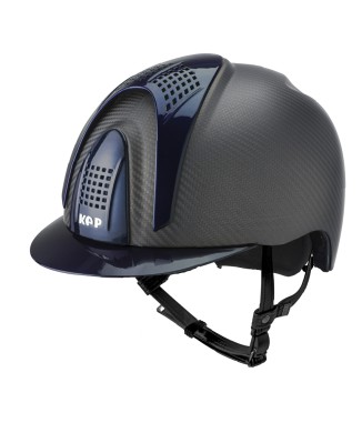 E-LIGHT CARBON HELMET MATT BLACK WITH METALLIC BLUE VISOR AND 3 METALLIC BLUE BLOCKS