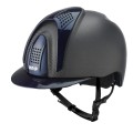 E-LIGHT CARBON HELMET MATT BLACK WITH METALLIC BLUE VISOR AND 3 METALLIC BLUE BLOCKS