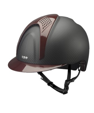 E-LIGHT CARBON HELMET MATT BLACK WITH METALLIC BORDEAUX VISOR AND 2 METALLIC BORDEAUX PAD