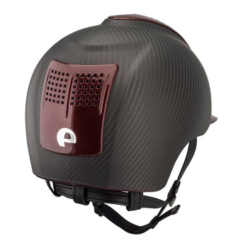 E-LIGHT CARBON HELMET MATT BLACK WITH METALLIC BORDEAUX VISOR AND 3 METALLIC BORDEAUX PAD