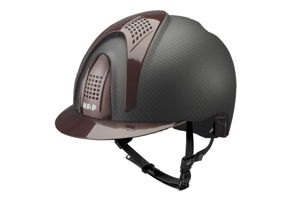 E-LIGHT CARBON HELMET MATT BLACK WITH METALLIC BORDEAUX VISOR AND 3 METALLIC BORDEAUX PAD