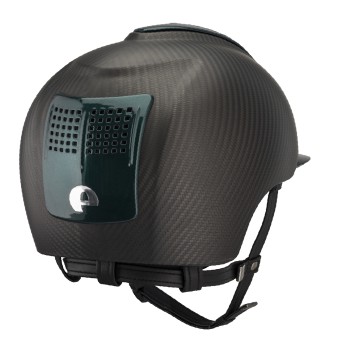 E-LIGHT CARBON HELMET MATT BLACK WITH METALLIC GREEN VISOR AND 3 METALLIC GREEN BOLTS