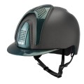 E-LIGHT CARBON HELMET MATT BLACK WITH METALLIC GREEN VISOR AND 3 METALLIC GREEN BOLTS