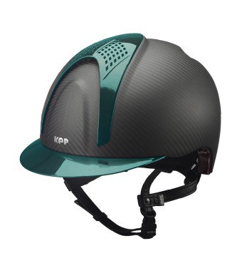 E-LIGHT CARBON HELMET MATT BLACK WITH METALLIC GREEN VISOR AND 2 METALLIC GREEN PAD