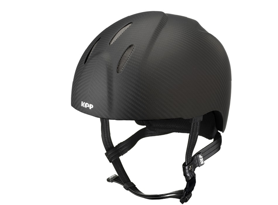 E-LIGHT CARBON HELMET MATT BLACK WITHOUT VISOR / STAINLESS STEEL GRID / STANDARD STRAP