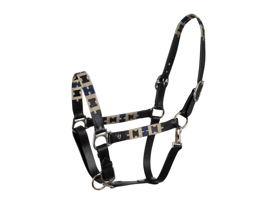 LEATHER HALTER WITH GEOMETRIC PATTERN