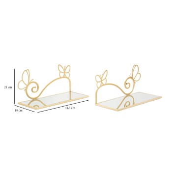 BUTTERFLY SHELF BEDSIDE TABLE, PAIR