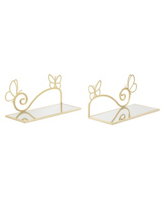 BUTTERFLY SHELF BEDSIDE TABLE, PAIR