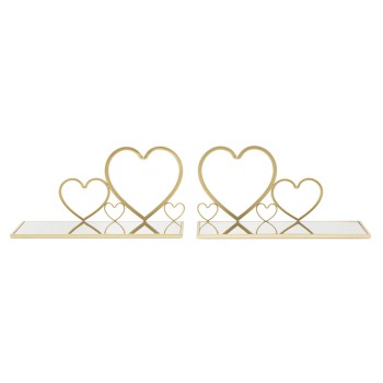 PAIR OF HEARTS SHELF BEDSIDE TABLE