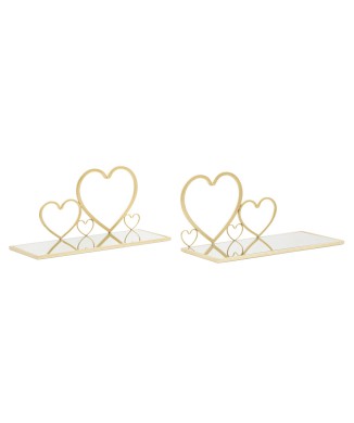 PAIR OF HEARTS SHELF BEDSIDE TABLE