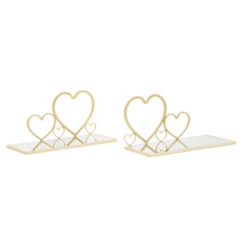 PAIR OF HEARTS SHELF BEDSIDE TABLE