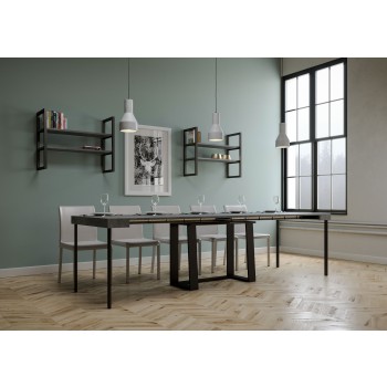 Asia console Anthracite frame - Extendable console 90x40/288 cm Asia White Ash Anthracite frame