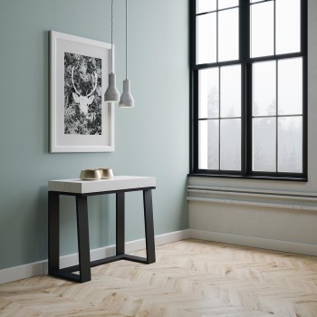 Asia console Anthracite frame - Extendable console 90x40/288 cm Asia White Ash Anthracite frame