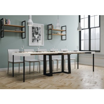 Asia console Anthracite frame - Extendable console 90x40/288 cm Asia White Ash Anthracite frame