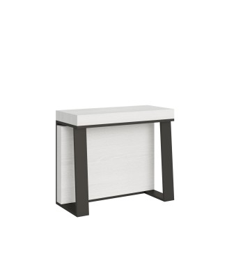 Asia console Anthracite frame - Extendable console 90x40/288 cm Asia White Ash Anthracite frame