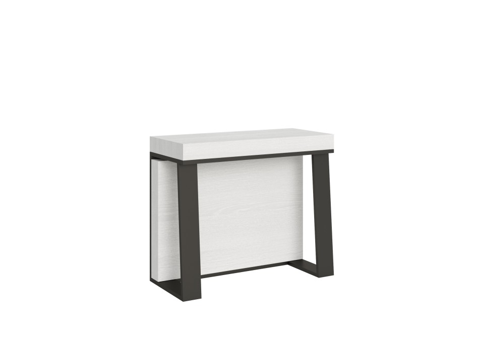 Asia console Anthracite frame - Extendable console 90x40/288 cm Asia White Ash Anthracite frame