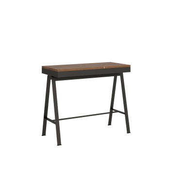 Console Evolution Bench Anthracite frame - Extendable console 90x40/196 cm Small Evolution Bench Nature Oak Anthracite frame