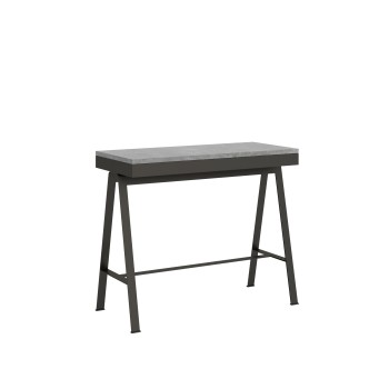 Console Evolution Bench Anthracite frame - Extendable console 90x40/196 cm Small Evolution Bench Nature Oak Anthracite frame