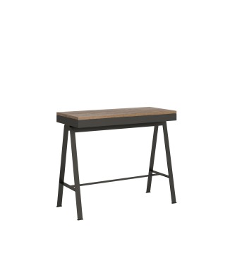 Console Evolution Bench Anthracite frame - Extendable console 90x40/196 cm Small Evolution Bench Nature Oak Anthracite frame