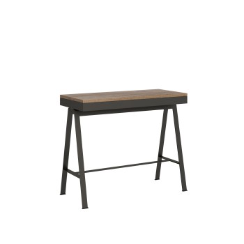 Console Evolution Bench Anthracite frame - Extendable console 90x40/196 cm Small Evolution Bench Nature Oak Anthracite frame