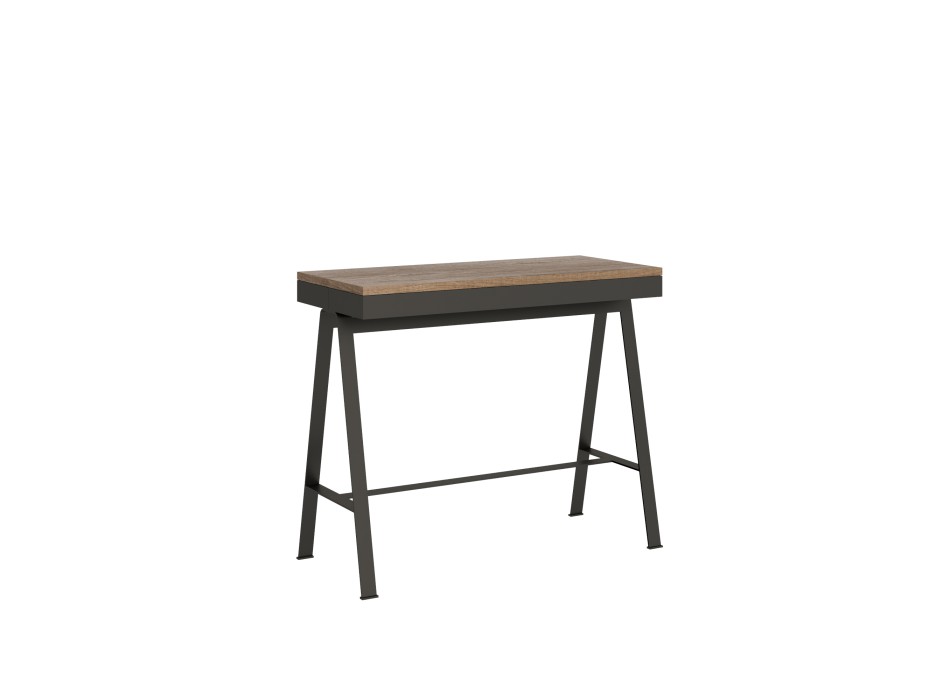 Console Evolution Bench Anthracite frame - Extendable console 90x40/196 cm Small Evolution Bench Nature Oak Anthracite frame