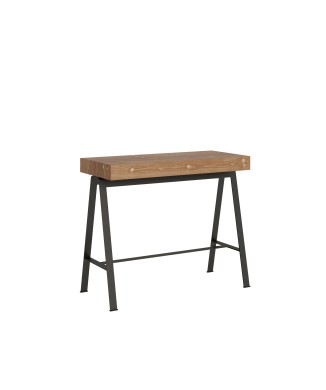 Console Bench with Anthracite frame - Extendable console 90x40/190 cm Small Bench in Dyed Fir with Anthracite frame