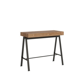 Console Bench with Anthracite frame - Extendable console 90x40/190 cm Small Bench in Dyed Fir with Anthracite frame