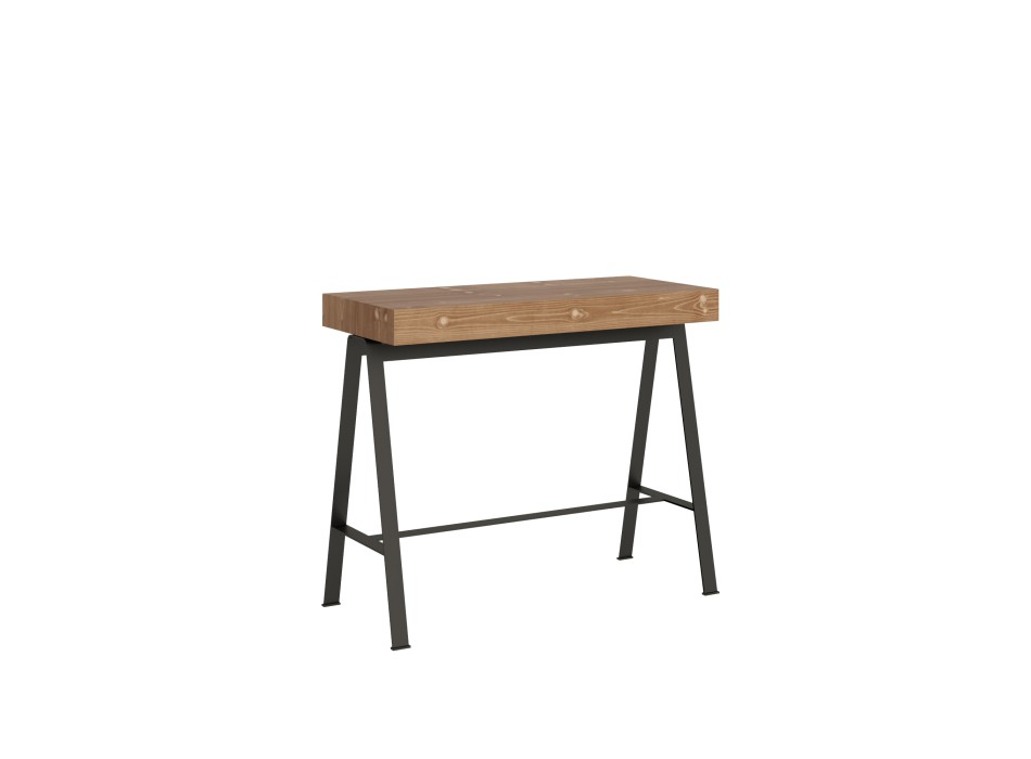 Console Bench with Anthracite frame - Extendable console 90x40/190 cm Small Bench in Dyed Fir with Anthracite frame