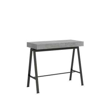 Console Bench with Anthracite frame - Extendable console 90x40/196 cm Banco Small White Ash with Anthracite frame