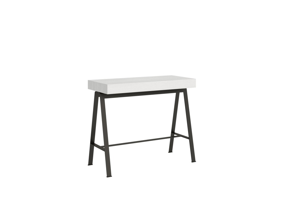 Console Bench Anthracite frame - Extendable console 90x40/196 cm Banco Small White Ash Anthracite frame